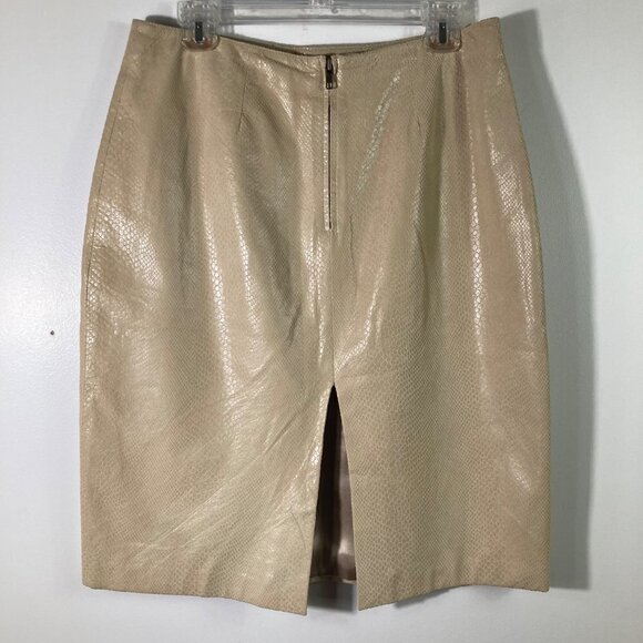 Womens Vintage Y2K Pelle Studio Wilsons Lined Leather Skirt Tan 12 - Picture 2 of 6